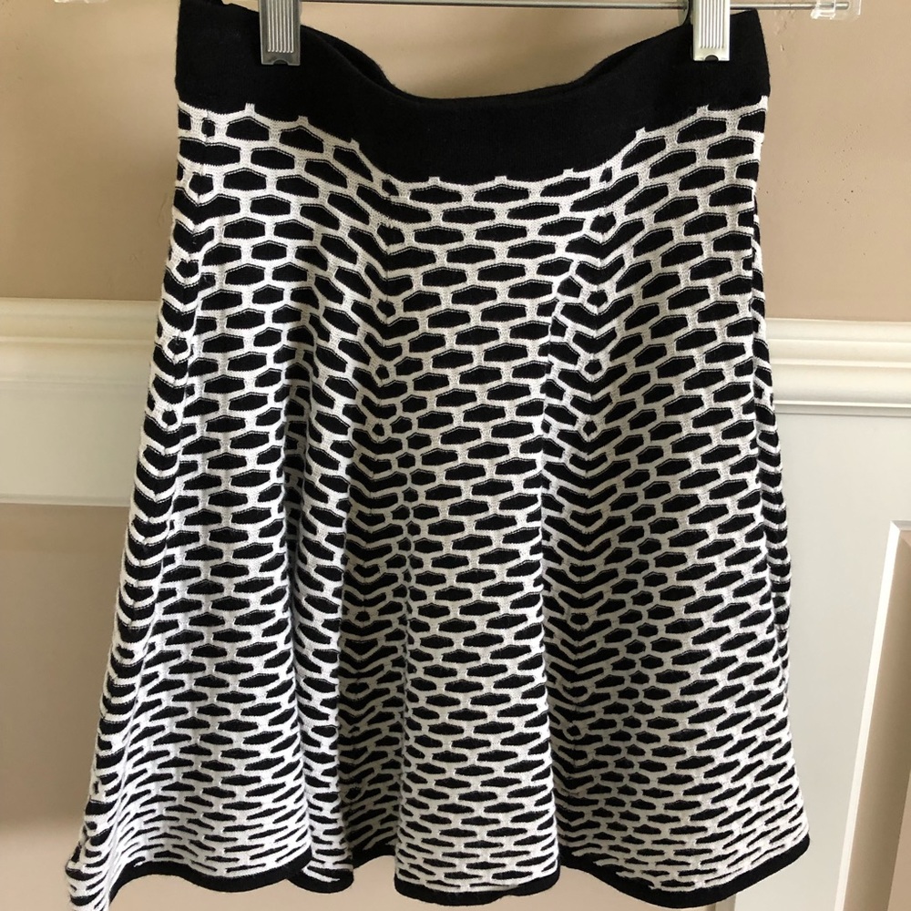Intermix Black and White Fit and Flare Skirt